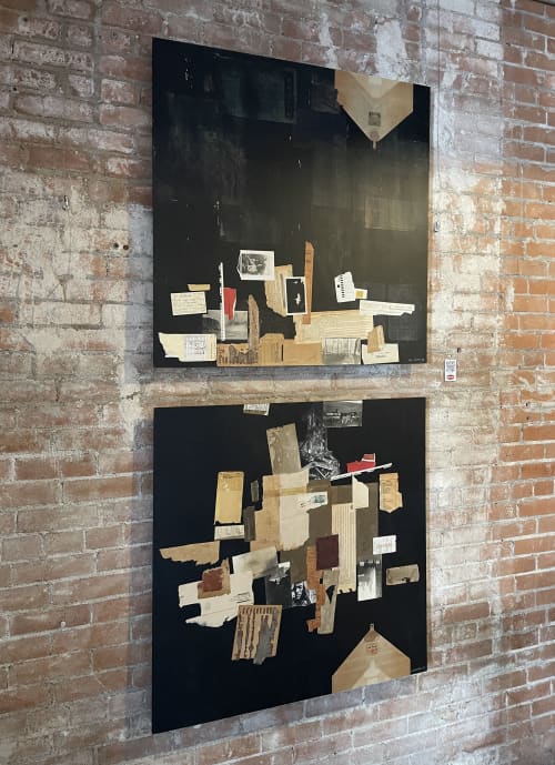 Detritus Diptych | Mixed Media by Glen Gauthier | Full City Rooster in Dallas. Item composed of paper compatible with mid century modern and contemporary style