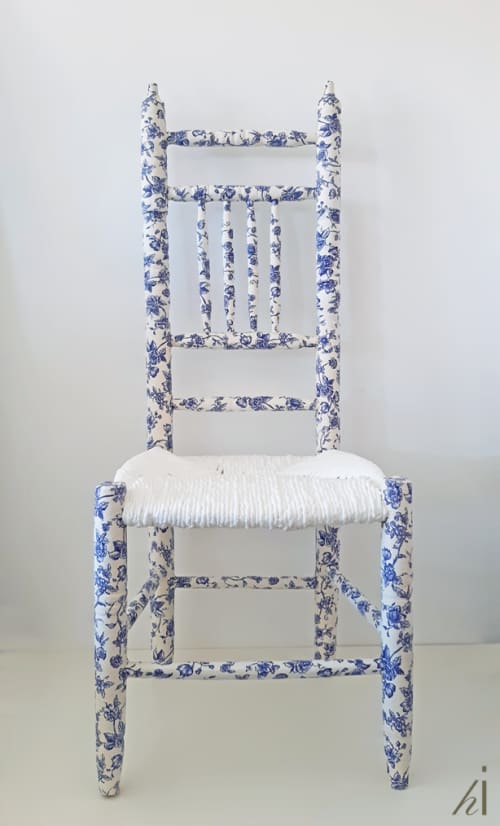 From T-Shirt to Couture Chair | Dining Chair in Chairs by Habitat Improver - Furniture Restyle and Applied Arts. Item made of wood & fabric compatible with country & farmhouse and mediterranean style