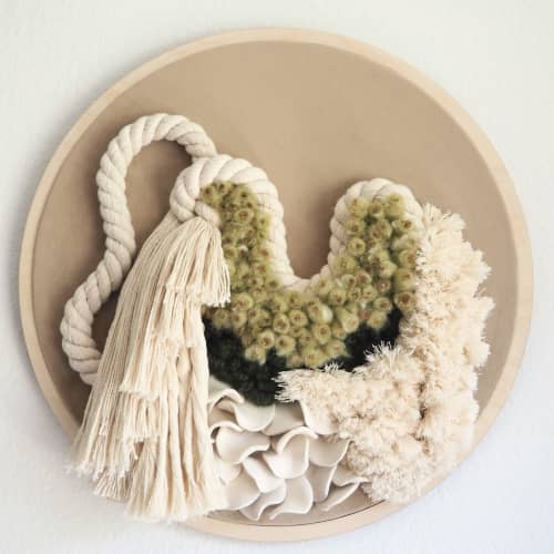 Shells | Wall Sculpture in Wall Hangings by Woventimes by Alejandra Franco. Item composed of fabric and ceramic