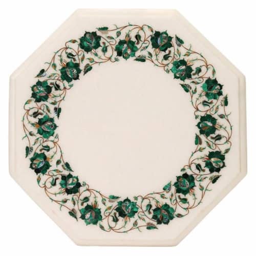 white marble table, coffee table, end table, tabletop | Tables by Innovative Home Decors. Item composed of marble in country & farmhouse or art deco style