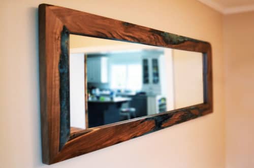 walnut epoxy inlay mirror | Decorative Objects by Abodeacious. Item composed of walnut & glass compatible with contemporary and modern style