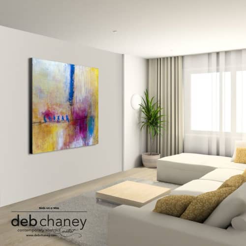 Birds on a Wire | Prints by Deb Chaney Contemporary Abstract Artist. Item composed of paper
