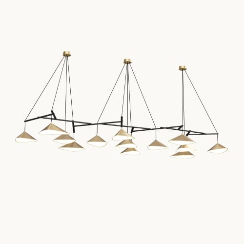 Emily Group of Thirteen Pendant Light – Gold Semi-Matte | Pendants by MOSS Objects. Item made of oak wood & steel compatible with contemporary and modern style