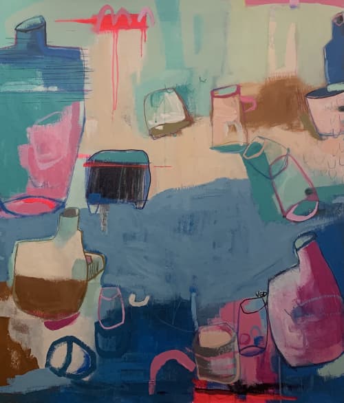 Kool-aid party | Mixed Media by Vikki Drummond. Item composed of canvas in boho or contemporary style