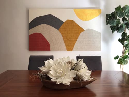 Geometric mountains (SOLD-commissions available) | Mixed Media by Laila Vazquez. Item made of canvas with synthetic works with minimalism & contemporary style