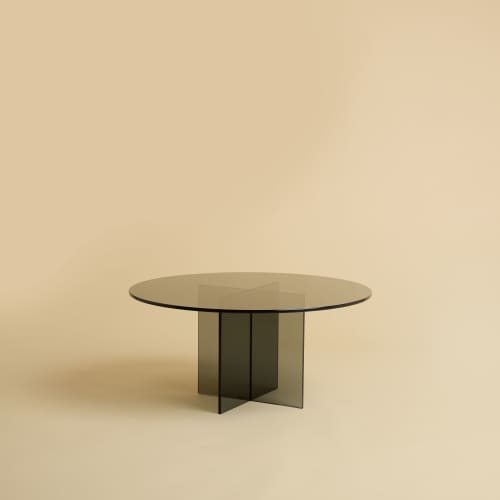 Round Coffee Table in Smoked Glass - AKA Series by Lebanto | Tables by Lebanto. Item made of glass works with minimalism & contemporary style