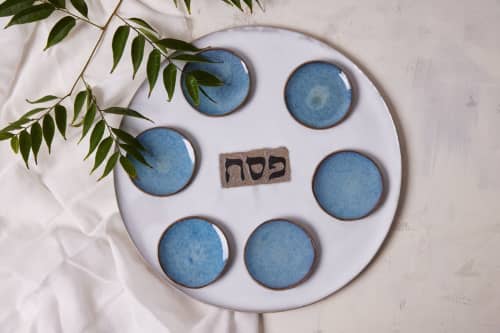 Handmade Ceramic Large Seder Plate | Dinnerware by ShellyClayspot. Item composed of stone
