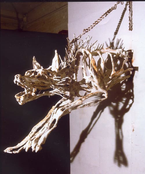 Chain Hound Sculpture | Wall Sculpture in Wall Hangings by Wendy Klemperer Art Inc | Polk Museum Of Art in Lakeland. Item composed of steel