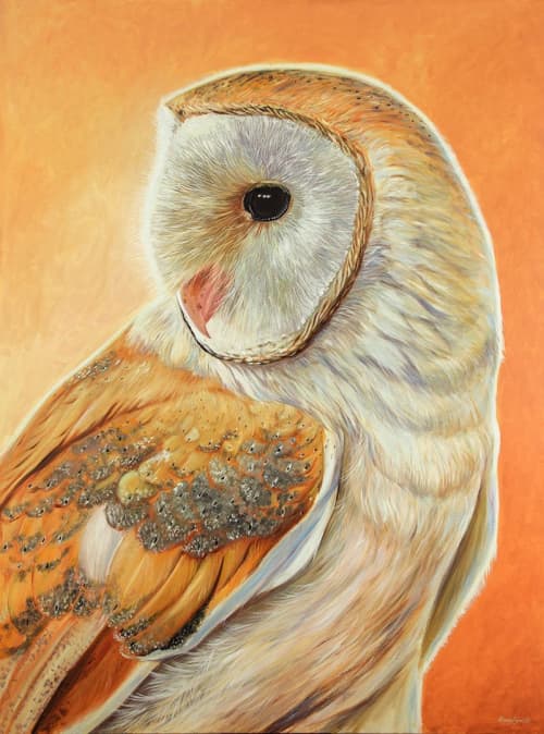 Bella - Barn Owl | Oil And Acrylic Painting in Paintings by Ebony Bennett - Birdwood Illustrations