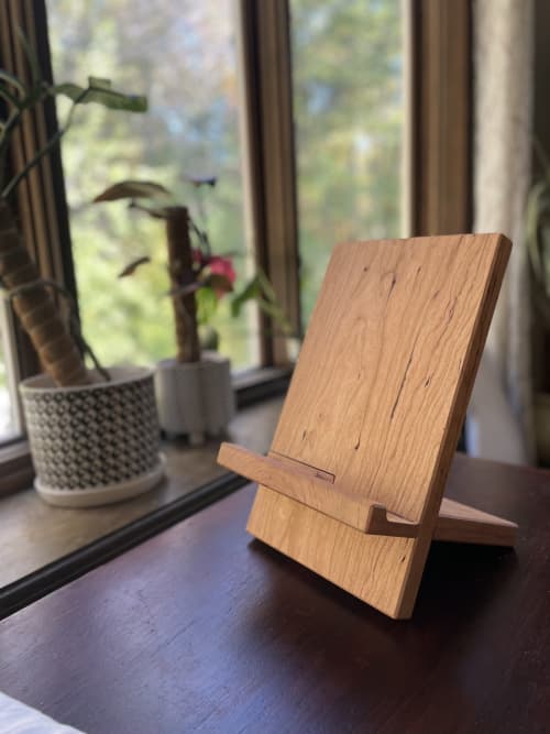 Folding Book Display - in American Cherry | Holder in Tableware by Sterling Woodcrafts. Item made of wood works with contemporary & japandi style