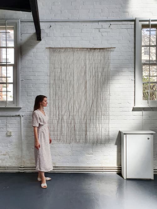 Ways of Being | Tapestry in Wall Hangings by Saskia Saunders | The Old Fire Station Gallery in Henley-on-Thames. Item made of bamboo with fiber works with minimalism & contemporary style