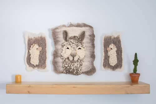 Gray and White Suri Alpaca | Tapestry in Wall Hangings by Holly Guertin