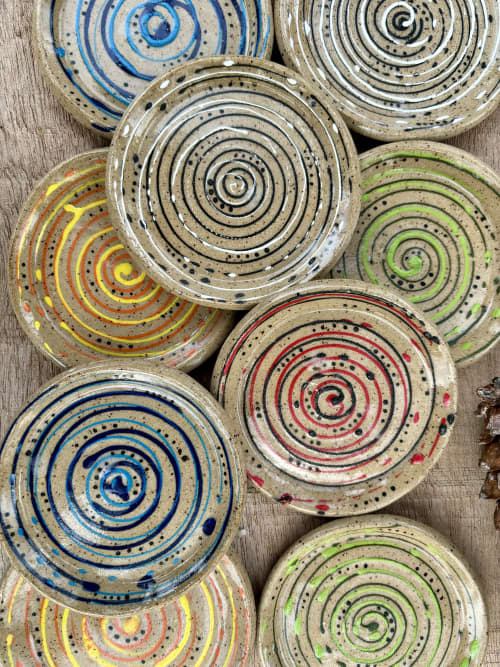 Spoon/Tea Bag Trivet, Plaid | Plate in Dinnerware by Honey Bee Hill Ceramics. Item composed of stoneware