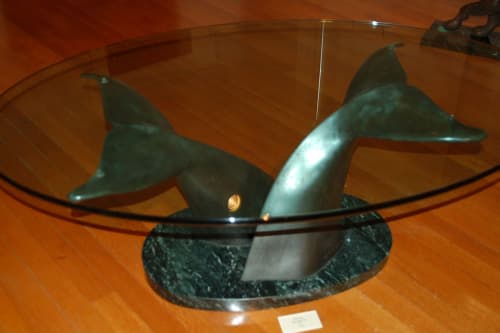 Whale Tail Table | Coffee Table in Tables by Jim Sardonis | Gifford Medical Center in Randolph. Item composed of marble & glass