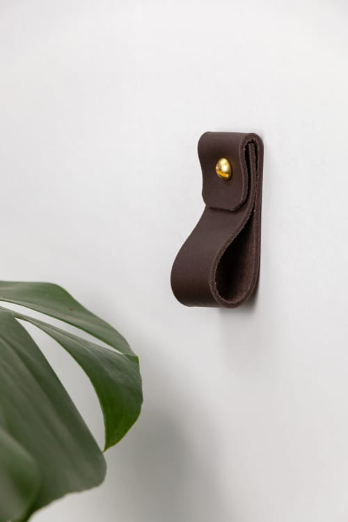 Small Leather Wall Strap [Round End] | Storage by Keyaiira | leather + fiber | Artist Studio in Santa Rosa. Item made of leather