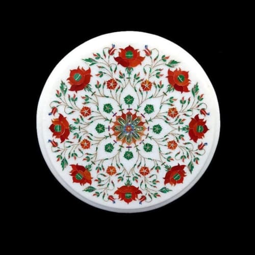 white marble table, coffee table, end table, tabletop | Tables by Innovative Home Decors. Item composed of marble compatible with country & farmhouse and art deco style