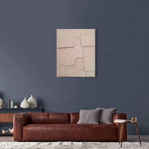 3D Textured Art: Abstract Wall Sculpture, Geometric Relief | Sculptures by Vaiva Art Atelier. Item composed of wood and marble in minimalism or contemporary style