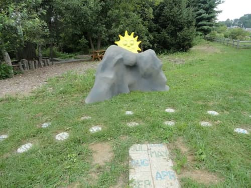 "Mountian with Sun" | Public Sculptures by J.A. Mayer "Sculptor" | Winnie Palmer Nature Reserve in Latrobe. Item made of stone
