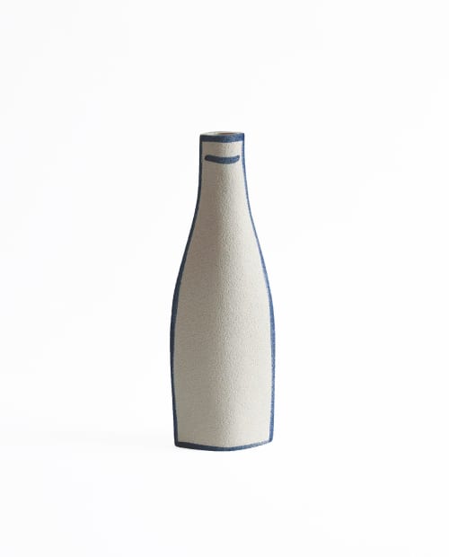 Ceramic Vase ‘Morandi Bouteille - Blue’ | Vases & Vessels by INI CERAMIQUE. Item composed of ceramic compatible with minimalism and contemporary style