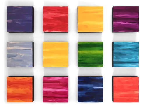 Wall of Color, Multicolor, 12 panels, by Paula Gibbs | Oil And Acrylic Painting in Paintings by Paula Gibbs | Tucson in Tucson. Item composed of wood