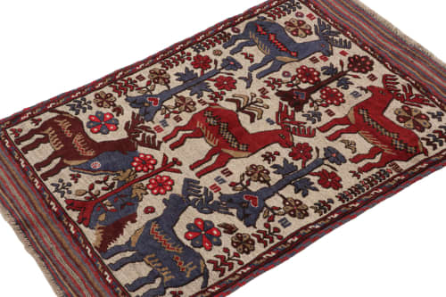 Rug & Kilim’s Persian Barjasta style rug in Beige with Red | Area Rug in Rugs by Rug and Kilim