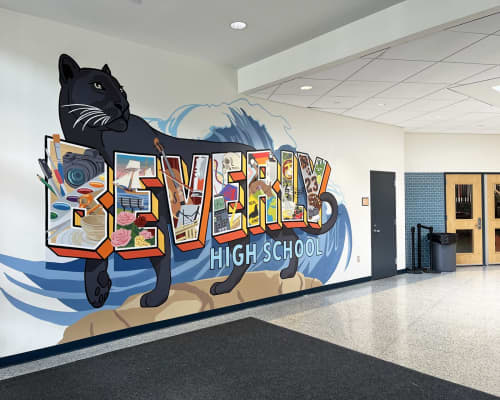 High School Mural | Murals by Amanda Beard Garcia | Beverly High School in Beverly. Item in contemporary or eclectic & maximalism style