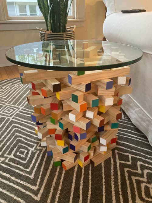 "Block Party" end table | Tables by Richard Chalmers. Item made of wood works with boho & contemporary style