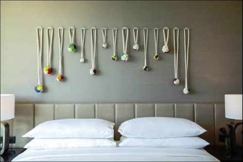 Hand-Painted Monkey's Fist Knots | Mixed Media by Cassandra Smith | Renaissance Columbus Westerville-Polaris Hotel in Westerville. Item made of fiber & synthetic