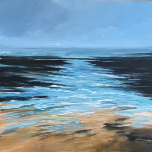 Blue Beyond - Abstract Seascape Painting on Canvas | Oil And Acrylic Painting in Paintings by Filomena Booth Fine Art. Item made of canvas works with contemporary & coastal style