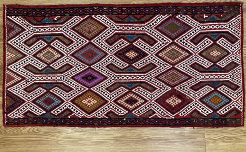 Hand-woven Turkish Rug Doormat| 1.7 x 3 | Small Rug in Rugs by Wool and Rug. Item composed of wool compatible with boho and contemporary style