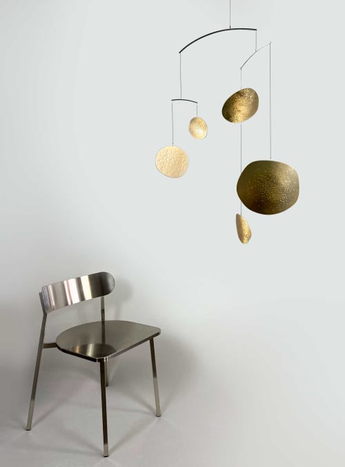 Suspended Cumulus in Gold I | Sculptures by Claudine Gevry Studio. Item composed of aluminum compatible with minimalism and contemporary style
