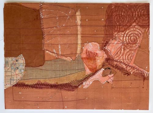 Un | Collage in Paintings by Susan Smereka. Item composed of fabric and paper in contemporary or modern style