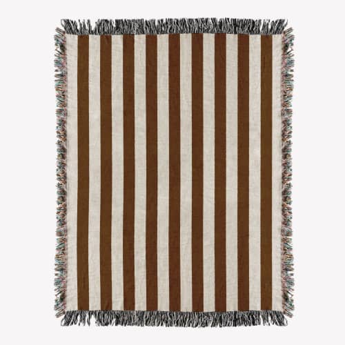 Striped woven throw blanket. 02 | Linens & Bedding by forn Studio by Anna Pepe. Item composed of cotton