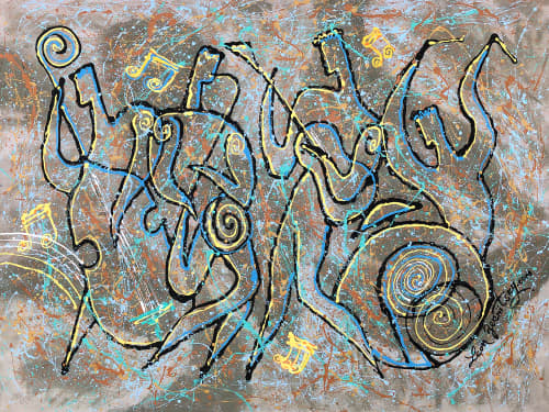 Original Jazz Fine Art Painting by Leon Zernitsky | Oil And Acrylic Painting in Paintings by Leon Zernitsky Art. Item in contemporary style