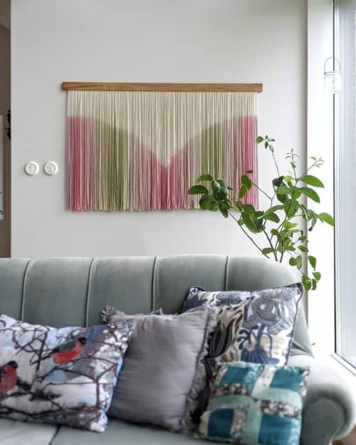 Dip dye wall hanging - Pink Butterfly | Macrame Wall Hanging in Wall Hangings by Kat | Home Studio. Item composed of oak wood and fabric