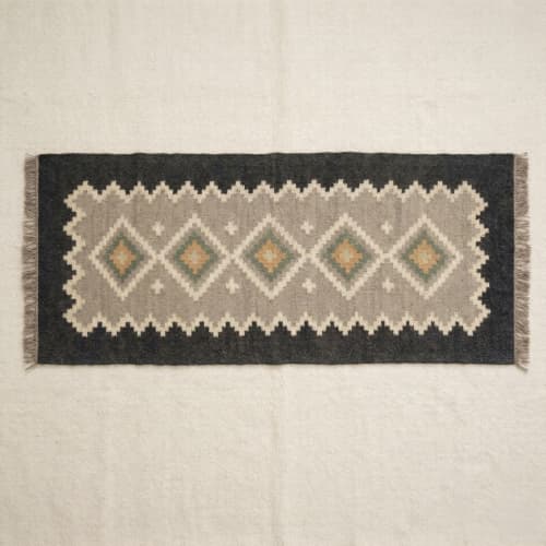 Handwoven Wool Stair, Hallway, Entryway Runner Rug | Rugs by Evergreen Carpets. Item composed of wool in boho or minimalism style
