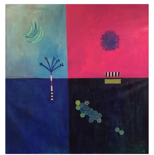 Quilt Series: Blue and Pink | Mixed Media by Pam (Pamela) Smilow. Item made of canvas
