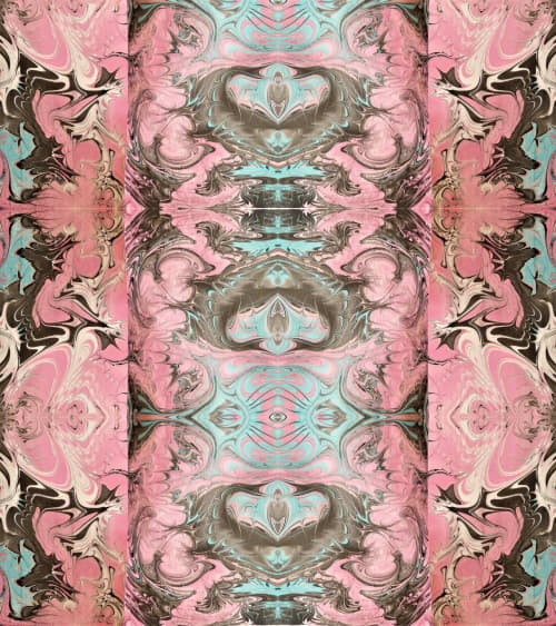 Pink arabesque | Prints by KALEIDO MARBLING ART. Item made of paper