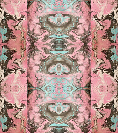 Pink arabesque | Prints by KALEIDO MARBLING ART. Item made of paper