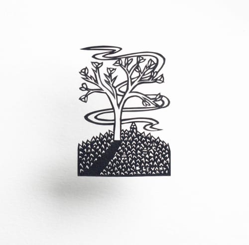 Tiny Town:  The Memory Can Still Bloom | Mixed Media by Bianca Levan Papercuts | Adele Gilani Art Gallery in Sausalito. Item made of paper