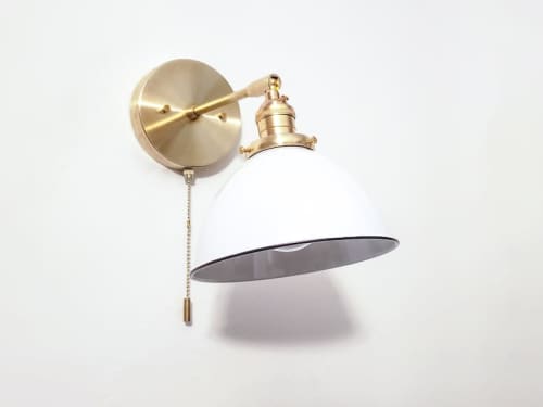 Pull Chain Directional, Wall Brass Sconce, Coastal Light | Sconces by Retro Steam Works. Item made of brass works with modern style