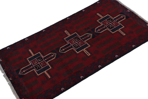Rug & Kilim's Baluch Tribal Runner Rug in Red with Geometric | Area Rug in Rugs by Rug and Kilim