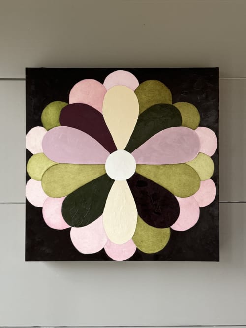 Composition 104 (16" x 16"") | Oil And Acrylic Painting in Paintings by Hailey Young. Item made of wood compatible with minimalism and contemporary style