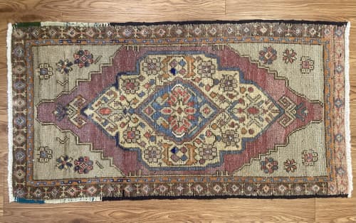 Hand-woven Turkish Rug Doormat| 1.9 x 3.4 | Small Rug in Rugs by Wool and Rug. Item composed of wool compatible with boho and contemporary style