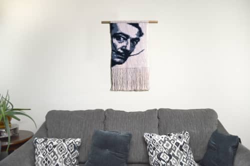 Salvador Dali Macrame Portrait | Macrame Wall Hanging in Wall Hangings by Q Wollock. Item made of wood with cotton works with boho & contemporary style
