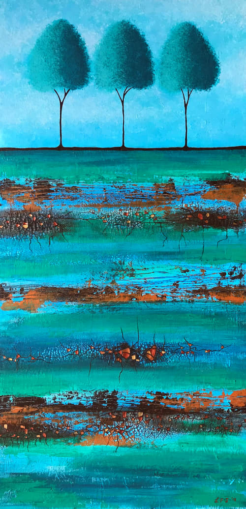 Teal Me A Story | Oil And Acrylic Painting in Paintings by Lisa Frances Judd. Item made of canvas