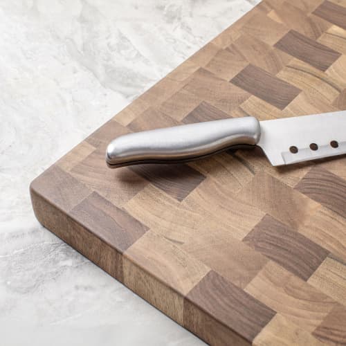 Walnut Cutting Board Double Sided, End Grain Butcher Block | Serving Board in Serveware by Halohope Design. Item composed of walnut in minimalism or mid century modern style