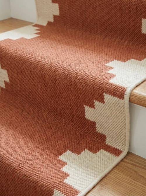 Handwoven Woolen Runner Rug | Rugs by Evergreen Carpets. Item made of wool works with boho & minimalism style