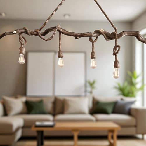 Farmhouse Chandelier ,Rustic Wood Chandelier | Chandeliers by Magdyss Boutique. Item composed of wood and cotton in boho or minimalism style