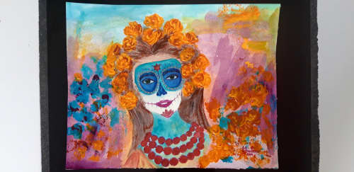 Luz en el camposanto (2024) | Oil And Acrylic Painting in Paintings by Elena Parau. Item made of paper compatible with boho and country & farmhouse style